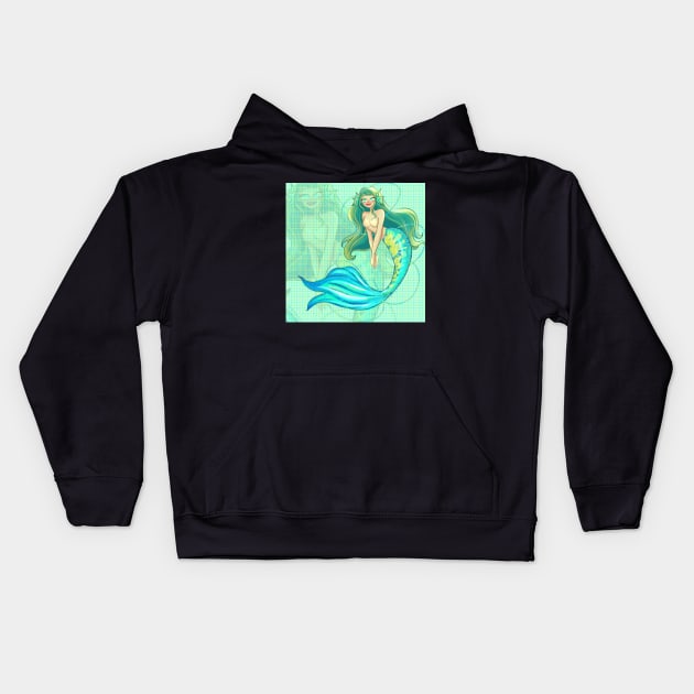 Pretty Mermaid Art Kids Hoodie by camillekayart